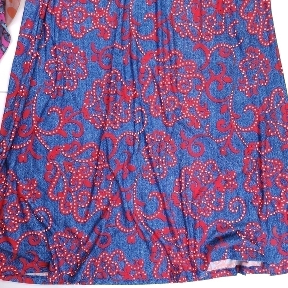Robert Louis Blue Red Patterned Poly Blend Maxi Skirt Sz S - Picture 5 of 12